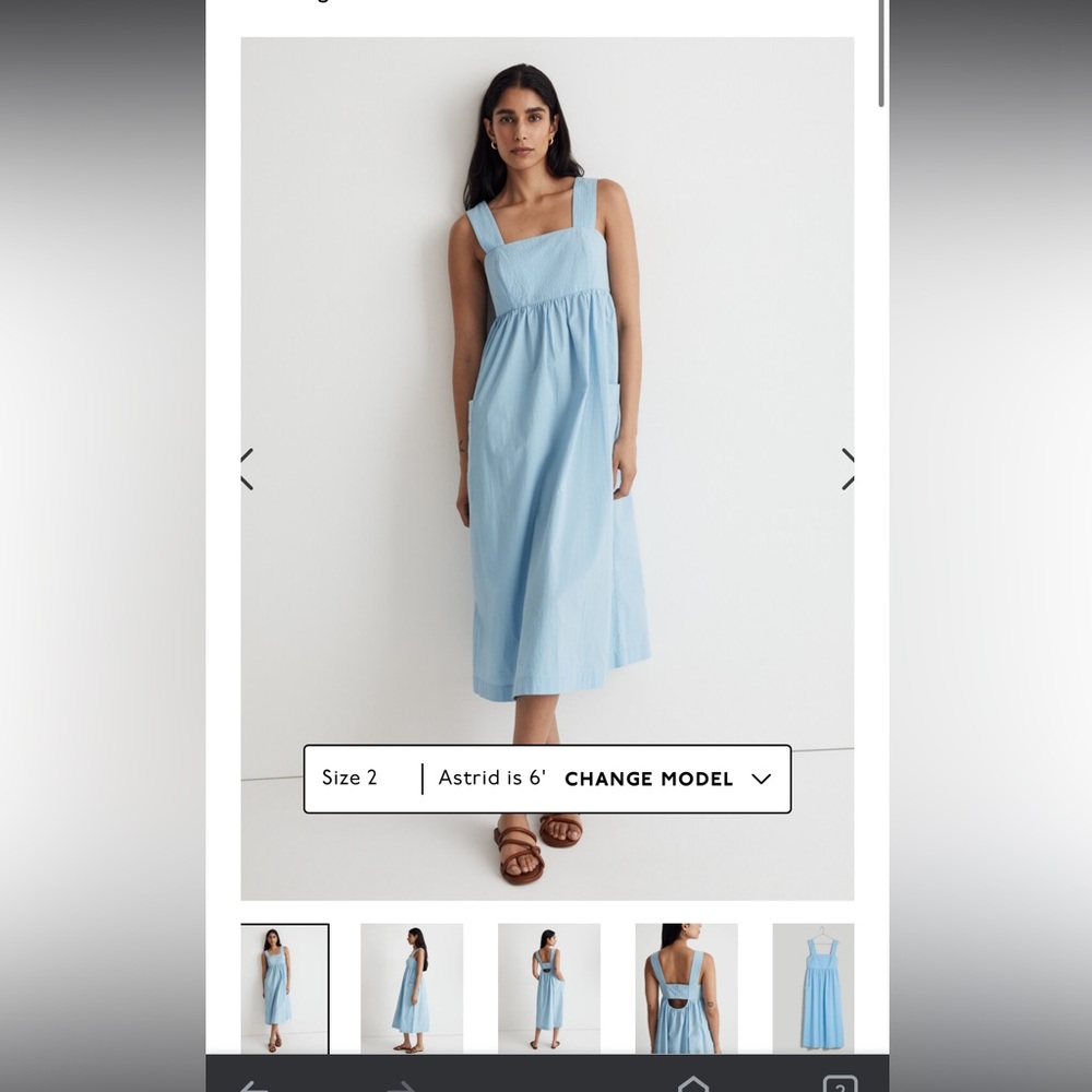 NWT Madewell Cutout-Back Empire Dress